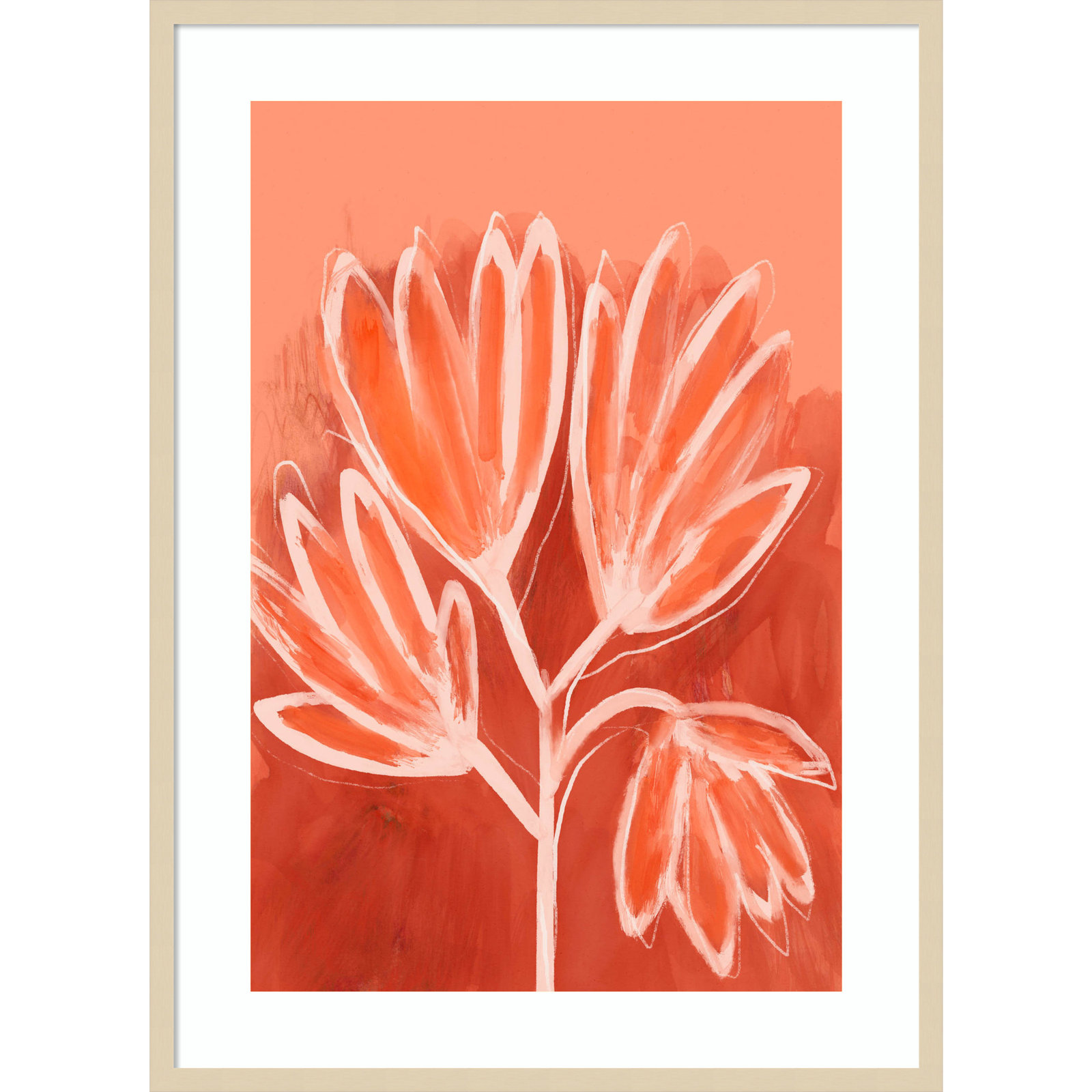 Galya "Peachy Flowers" Print by Treechild, Brown, 41" H x 30" W