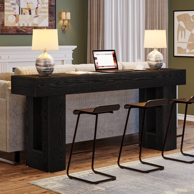 Black 63-Inch Modern Wood Console Table for Entryway
