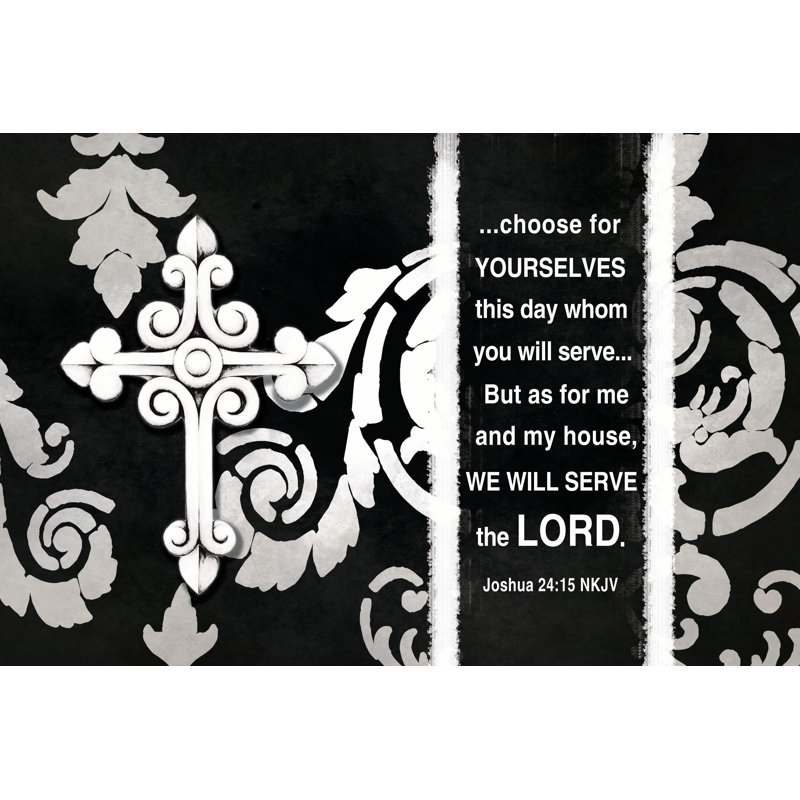 Damask Silver And Cross - Wrapped Canvas Print, 51cm H x 76cm W x 3.8cm D