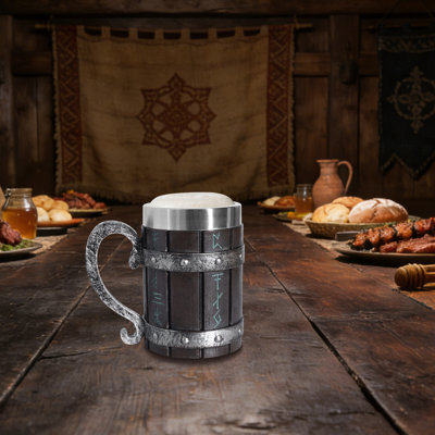 Nordic Viking-Style Stainless Steel Beer Mug