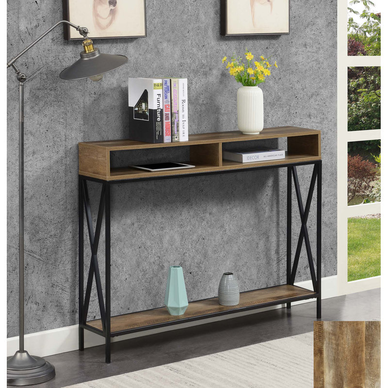 Console de 47,25 po Ariyana, Plateau en bois de grange patiné / base noire