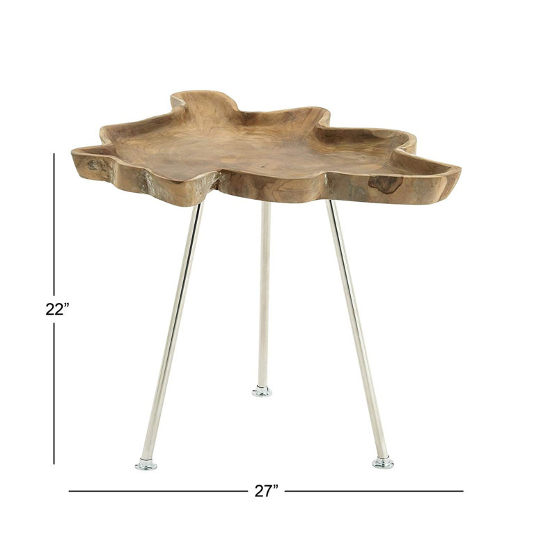 Table-plateau en bois de teck et métal Pless