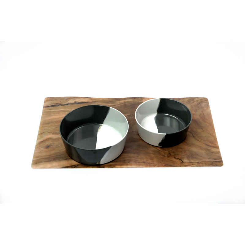 Monserrat Anti-Skid Pet Bowl, 5.6cm H x 15.3cm W x 15.3cm D, Black/White