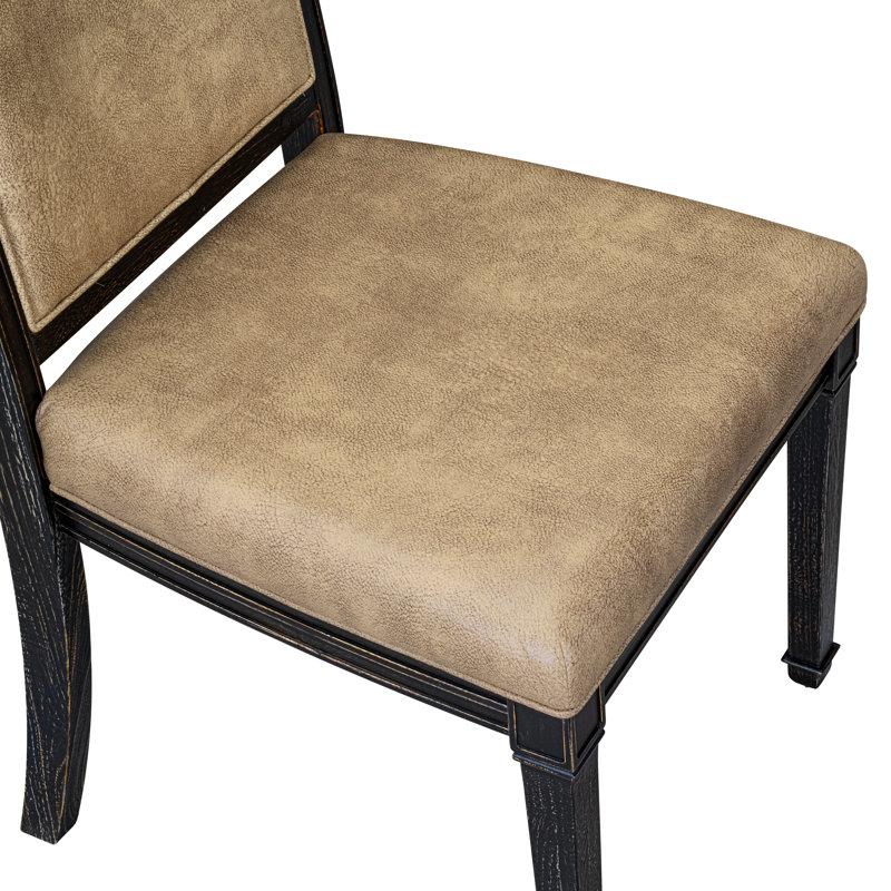 Chaises de salle à manger rembourrées en tissu de polyester gris, ensemble de 2, finition noir sablé, Gris