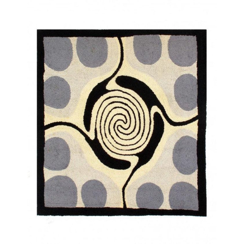 Tapis gris / noir / blanc en laine et en coton 4 pi 11 po x 5 pi 6 po Teilo
