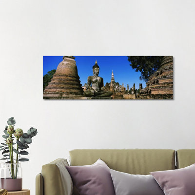 Statue Of Buddha In A Temple, Wat Mahathat, Sukhothai, Thailand - Wrapped Canvas Panoramic Print