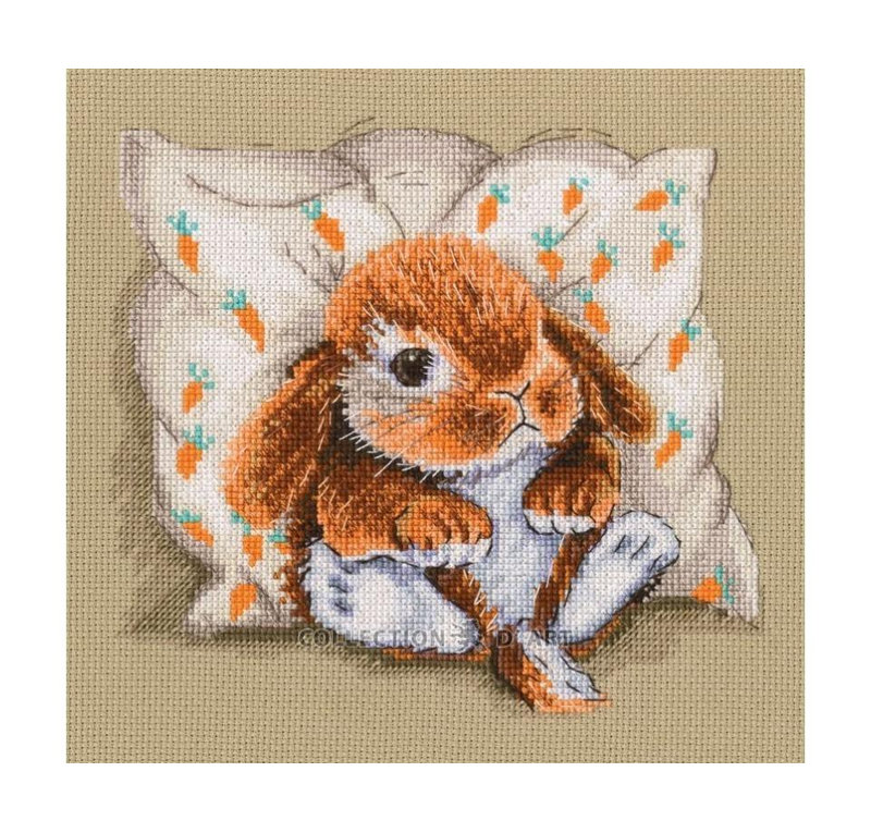 Trousse de broderie au point de croix compté « Petit lapin bélier » de RTO M903