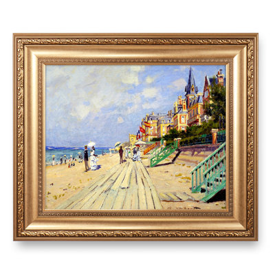 The Beach at Trouville by Claude Monet Framed ,Image World Classic Reproductions For HomeDecor,Wide Gold Frame