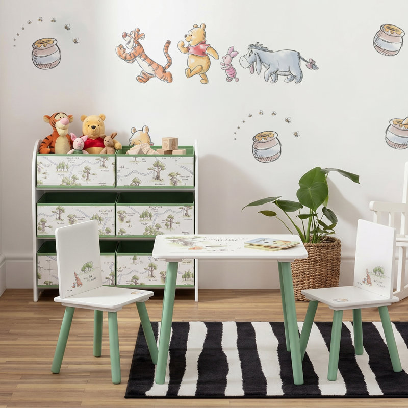 Disney Winnie The Pooh Kids Table And Chair Set (2 Chairs Included) – Classic Pooh Bear Wooden Children's Furniture For Toddlers & Nursery, Ideal For Arts & Crafts, Snack Time, Homework, Playroom & Bedroom, Ages 3–7