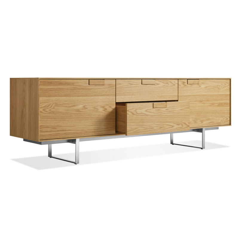 Series 11 Media Console, White Oak/Stainless Steel