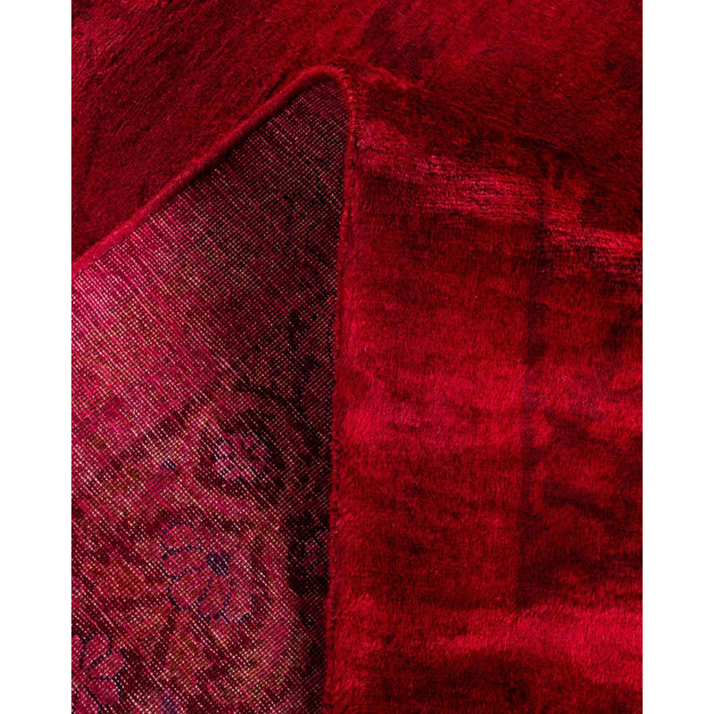 Tapis rouge noué à la main Mazzi, unique en son genre