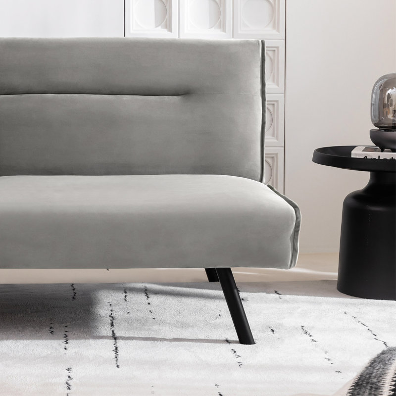 Brumbley 69.8'' Twin Upholstered Futon with Split Back, Light Gray
