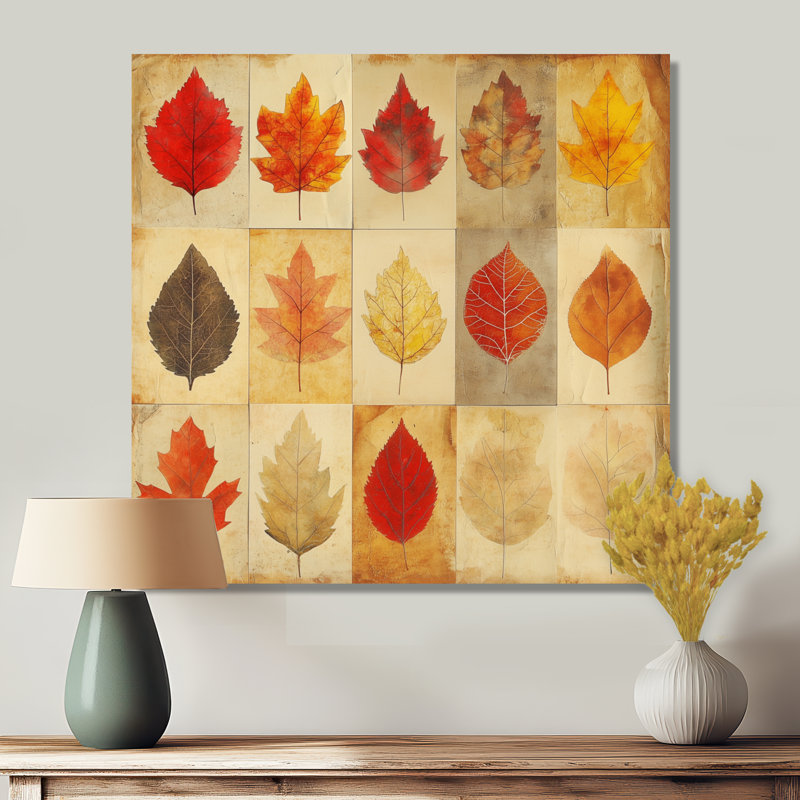Autumn Decor Canvas, Fall Leaves Wall Art, Gessen, Wrapped Canvas, 16" H x 16" W