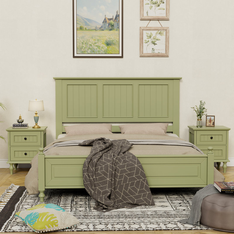 Panel Wood Headboard, Queen, Green