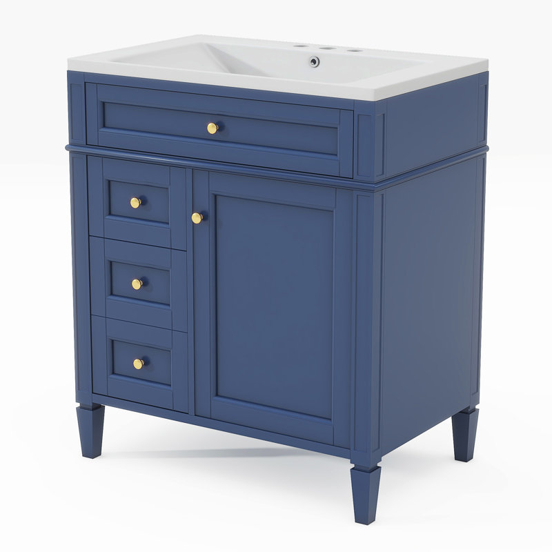 Farmbry Modern Bathroom Storage Cabinet with 2 Drawers,30'' Bathroom Vanity with Top Sink Resin with Drawer,door,Bathroom Vanity