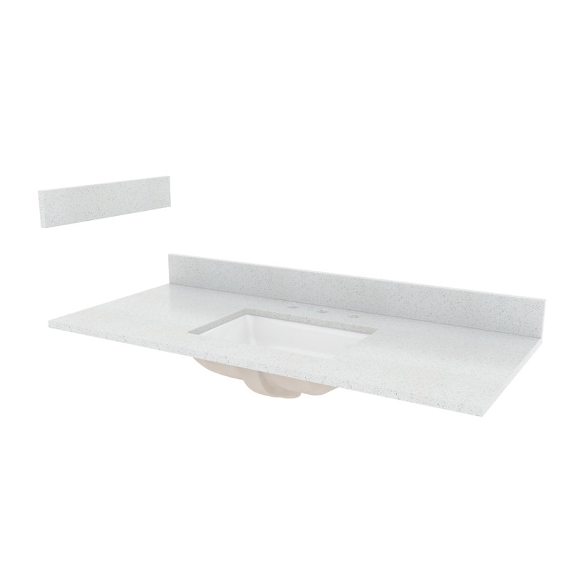 Dessus de meuble-lavabo de salle de bain simple 49 po en pierre conçue