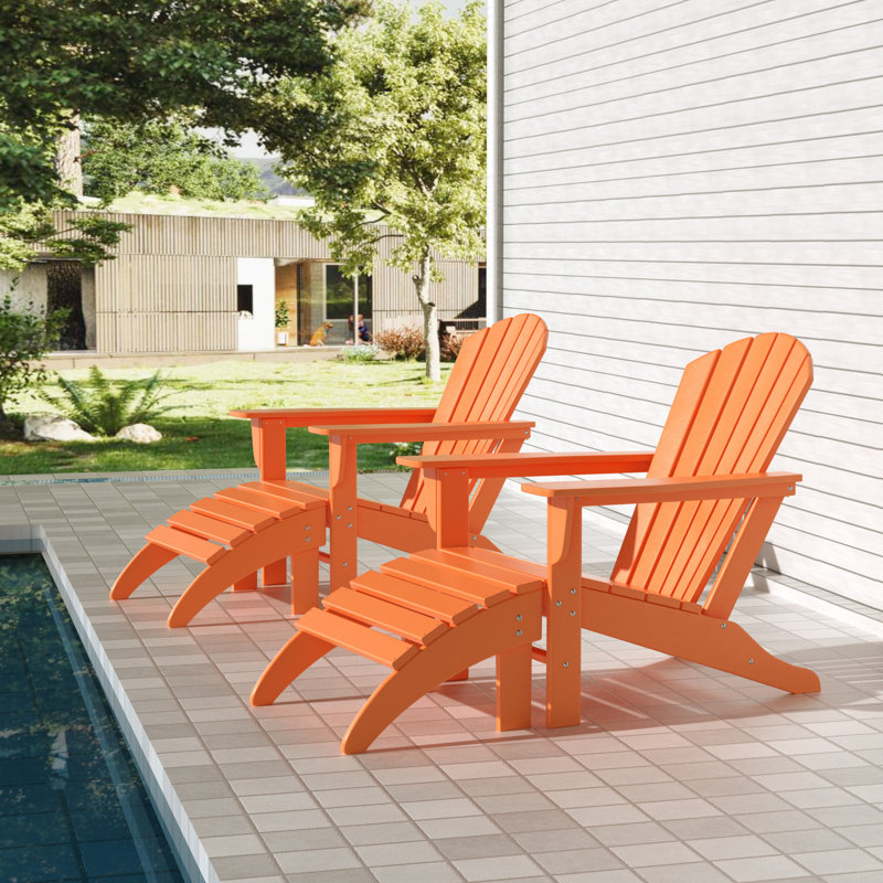 Chaise Adirondack en résine Altura avec repose-pieds, Orangé