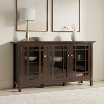 Bedford 62"W Solid Wood Transitional Wide Display Cabinet with Glass Doors and Adjustable Shelves