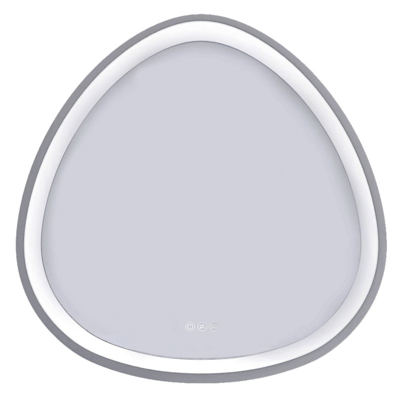32 po Miroir de salle de bain avec cadre gris acier, intensité variable, brouillard