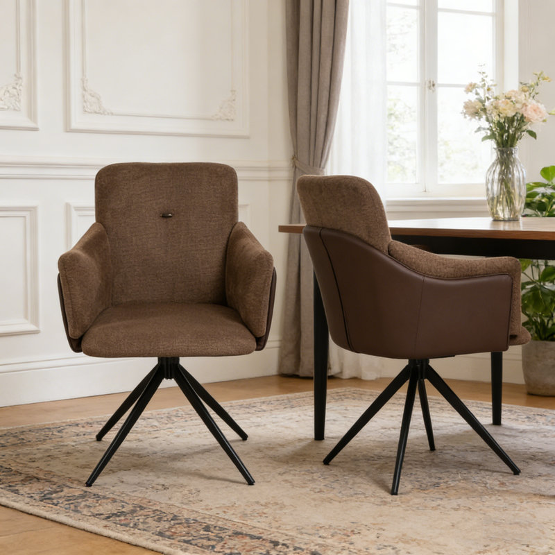 360° Swivel Home Office Desk Chairs, Dark Brown