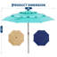 Parasol solaire à 3 niveaux 9pi, lumières DEL, protection UV, manivelle inclinable, ventilé, 8 nervures, bleu turquoise-125849071