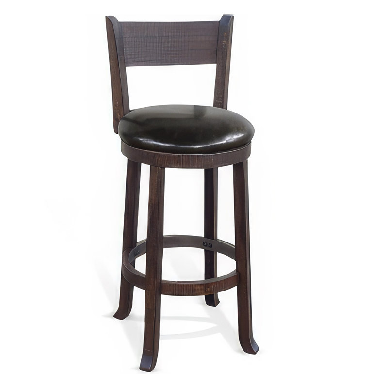 Ensemble de 2 tabourets pivotants Flint, similicuir, acajou brun