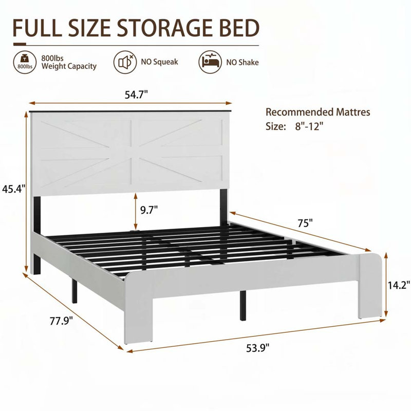 Structure de lit plateforme en bois, sans bruit, sans sommier, Très grand