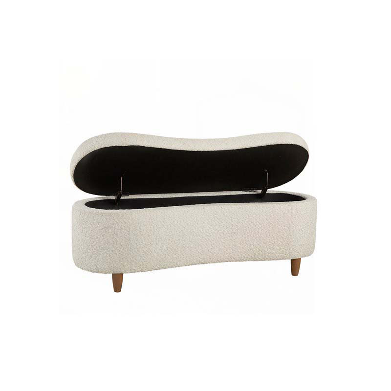 Banc de rangement Boucle, Crème, crème