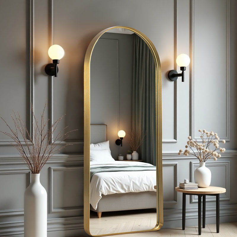 Miroir de plancher Arch, Doré