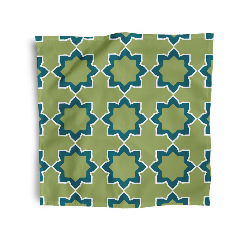 Challinor Polyester Geometric Square Napkin, Green
