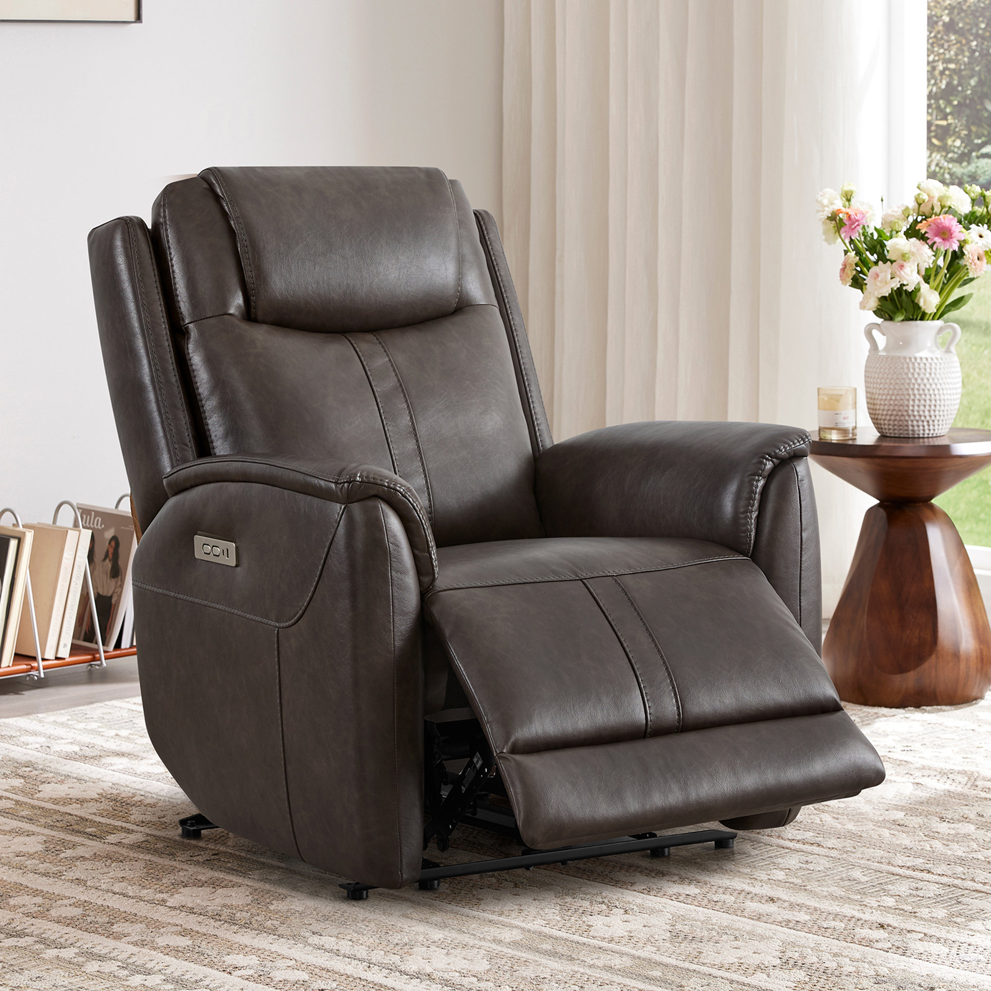 Latitude Run® Zero-Gravity Vegan Leather Power Recliner With Usb And ...