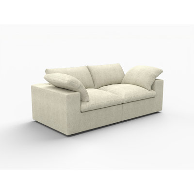  80" Khaki Linen Blend Modular Loveseat