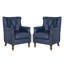 Fauteuil Redi vintage à oreilles de 75 cm de large, recouvert de similicuir et doté de pieds en bois massif.-129167337