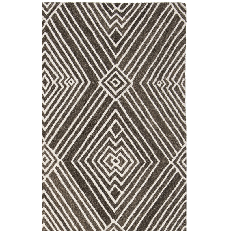 Tapis gris anthracite en laine, en coton, touffeté à la main Lauren Ralph Lauren Isabella, Rectangle 9 pi x 12 pi