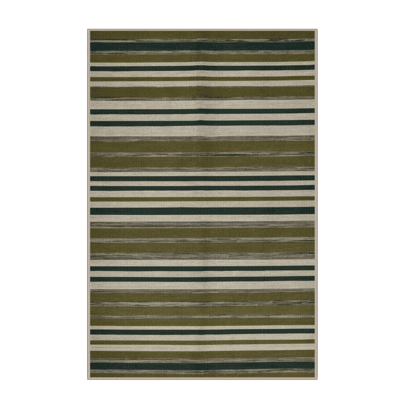  Tapis lavable rayé gris clair olive, Rectangulaire 8 pi x 12 pi