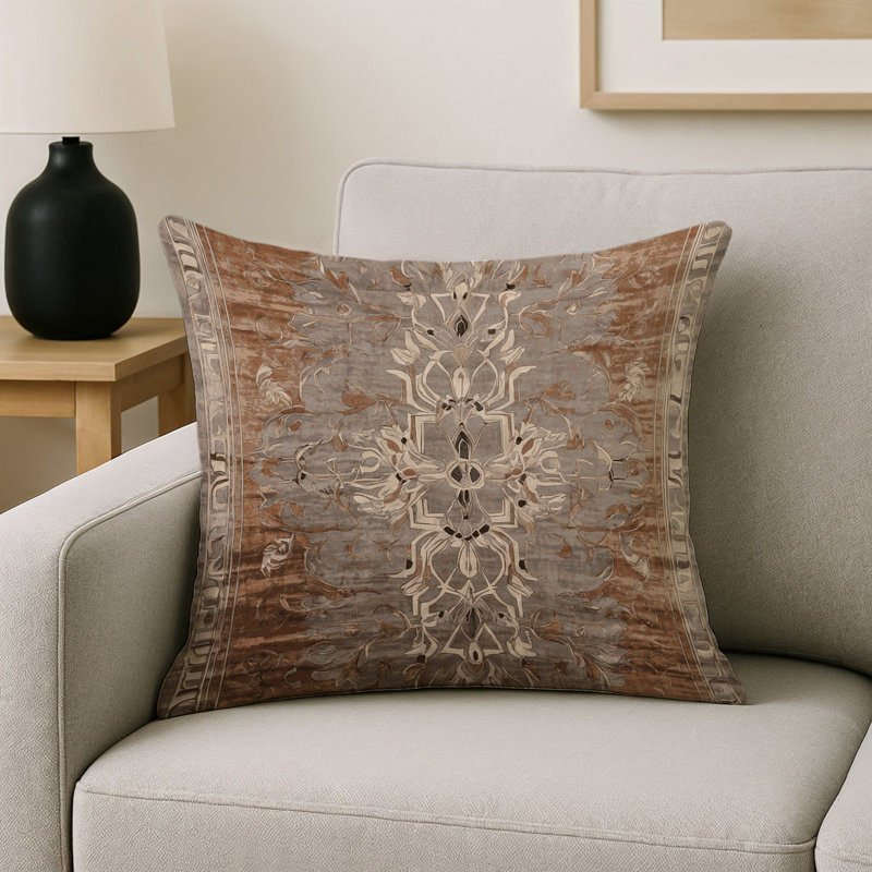 Coussin décoratif intérieur et extérieur Modern, Gris géométrique 5, Carré 20 po