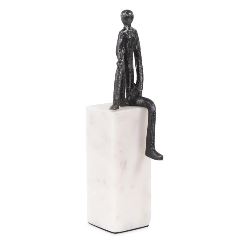 Sculpture Fware sur base en marbre blanc