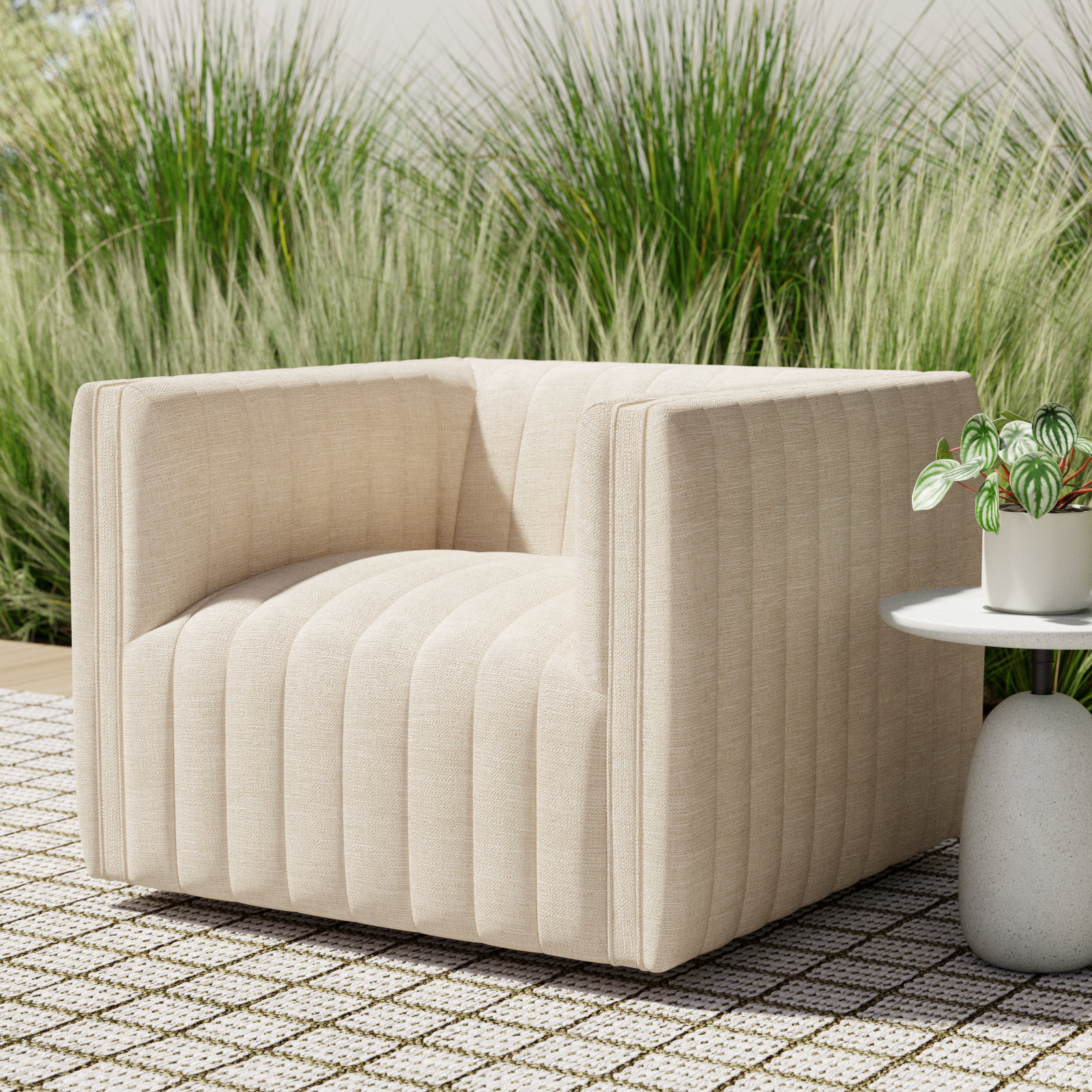 Brandt Outdoor Swivel Chair, Casa Cream