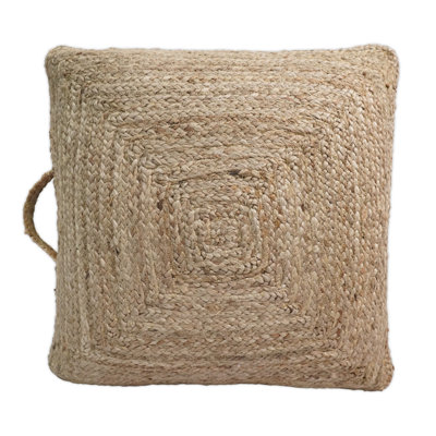Pouf en jute de ferme tressé à la main, coussin de sol, assise basse