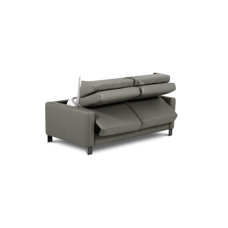 Najmul Genuine Leather Foldable Sofabed with Mattress, Grey