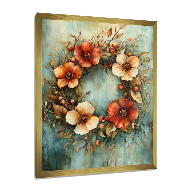 Garner - Floral Canvas Art Print, H 44 po x l 34 po, Reproduction encadrée sans passe-partout, Or