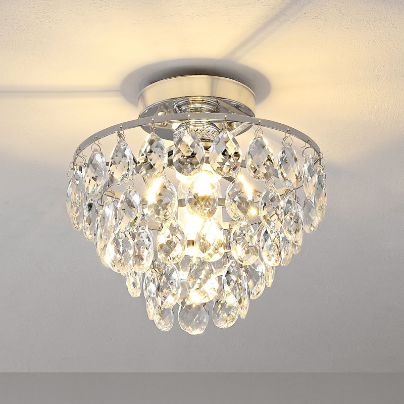 Aerolynn Crystal Flush Mount, Nickel