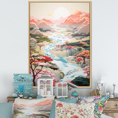 Kawaii Lakes Rivers, Pastel Dreams Landscape, impression sur toile