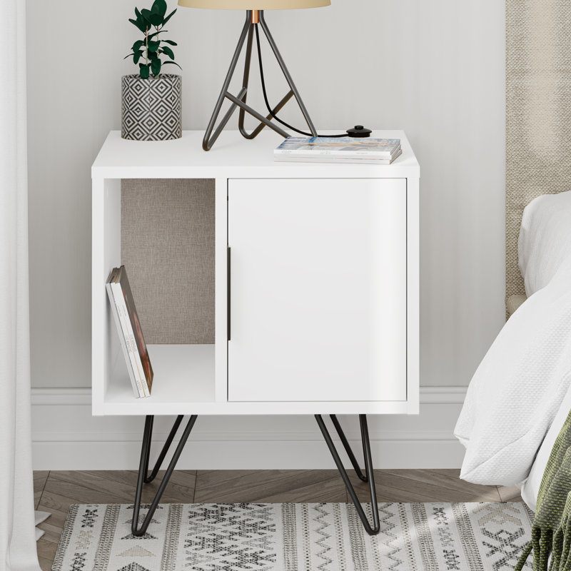 Table de chevet Chantele, Blanc