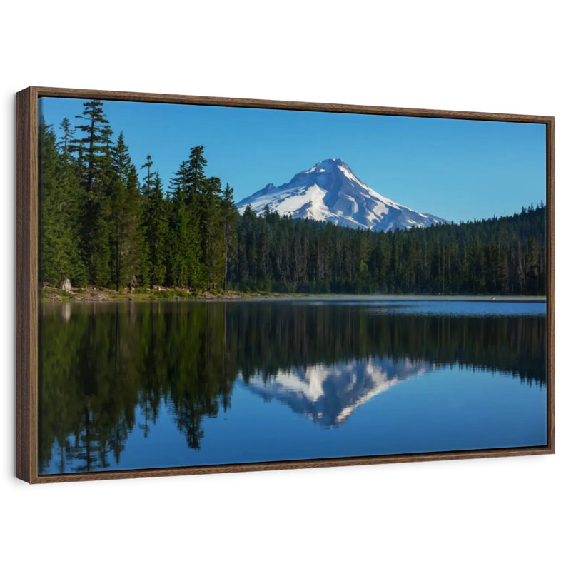 Mount Hood Reflection, 46" X 31", Floating Frame Walnut