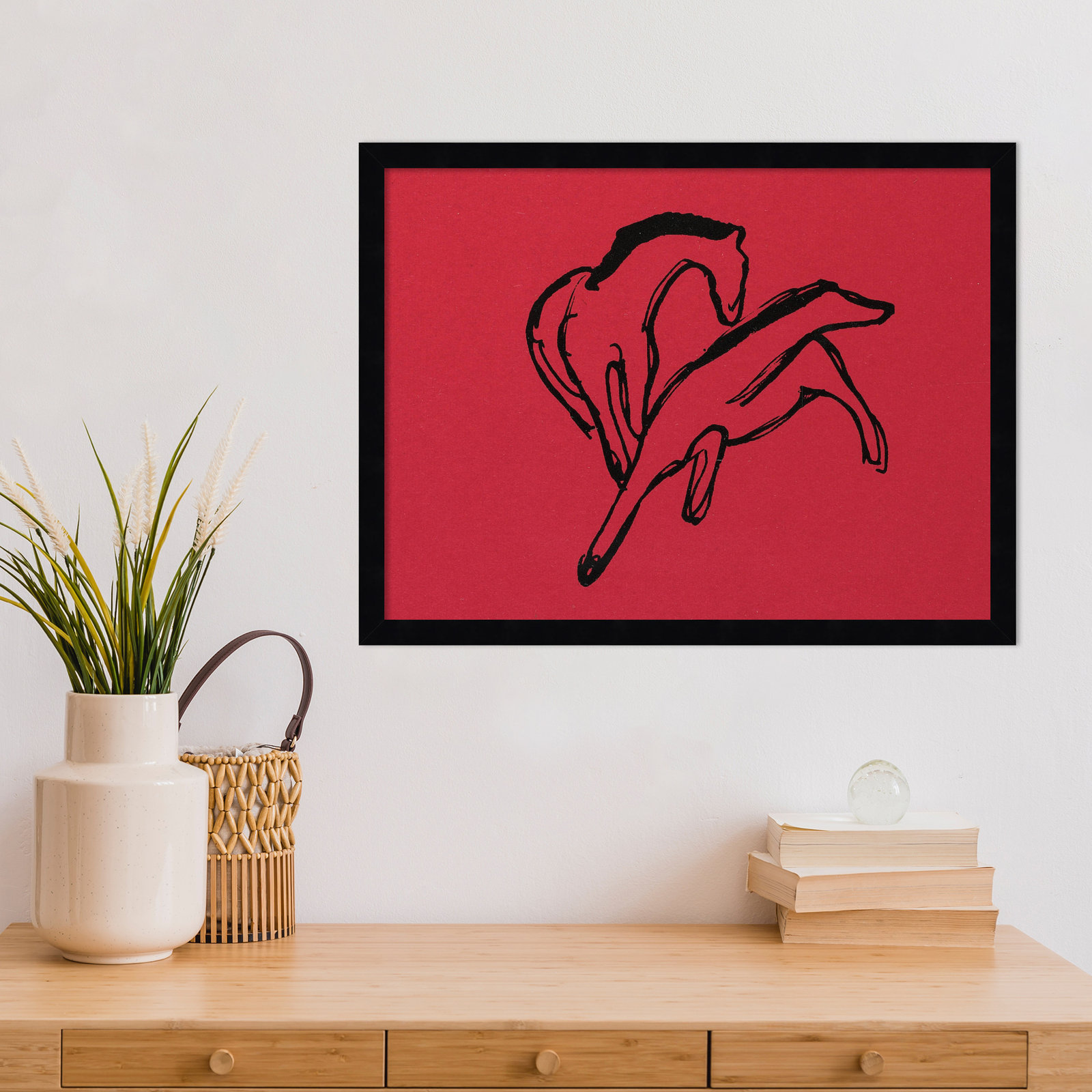 Two Horses Print by Franz Marc, Black, 16" H x 21" W