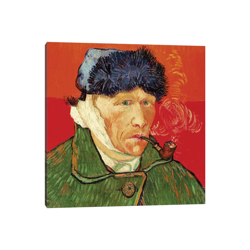 Self Portrait With Bandaged Ear, 1889 by Vincent Van Gogh - Wrapped Canvas Painting, 30.48 cm H x 30.48 cm W