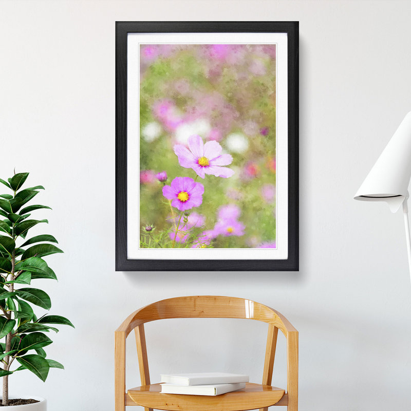 Spring Purple Flowers - Picture Frame Graphic Art, 36cm H x 27cm W x 2cm D, Black