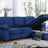 Velvet Fabric Reversible Sleeper Sectional Sofa Chaise-824778815