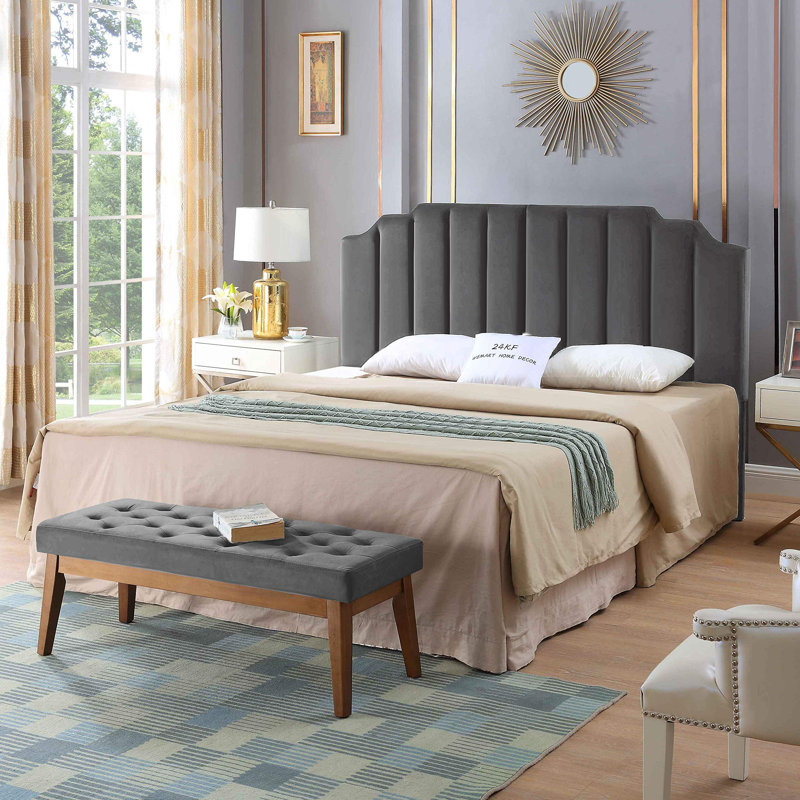 Tête de lit tapissier Gabbrielle, Gris foncé, Très grand
